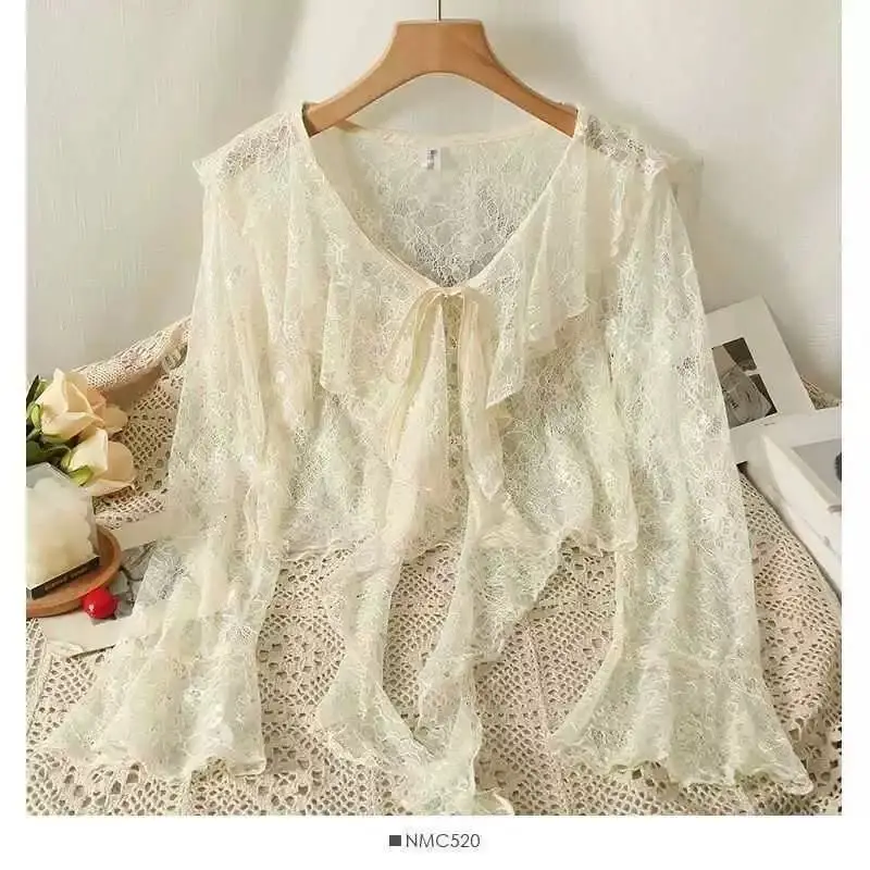 Gagarich Sexy V-neck Sunscreen Jacket Women Thin Summer Lace Flared Sleeves Lace Up Cardigan Jacket Shawl Cover Shirt Top
Gagarich Sexy V-neck Sunscreen Jacket Women Thin Summer Lace Flared Sleeves Lace Up Cardigan Jacket Shawl Cover Shirt Top