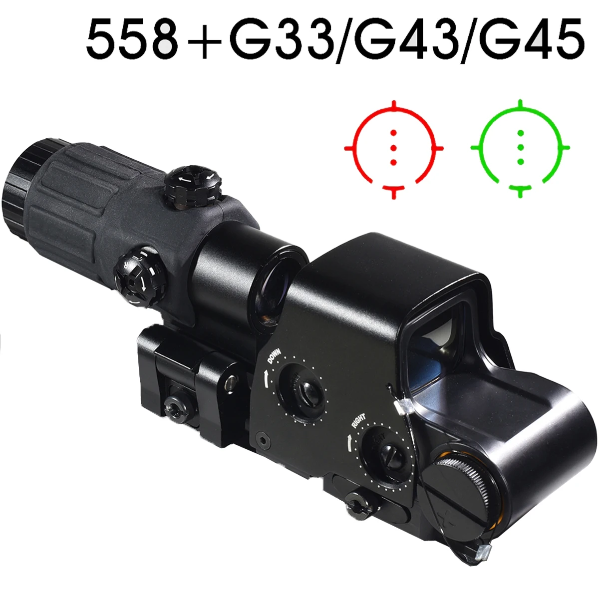 558 G33 Combo Hunting Holographic Sight Red Green Dot Reflex Tactical G43 G45 3X 5X Magnifier Sight Folding Side Flip Scope
558 G33 Combo Hunting Holographic Sight Red Green Dot Reflex Tactical G43 G45 3X 5X Magnifier Sight Folding Side Flip Scope