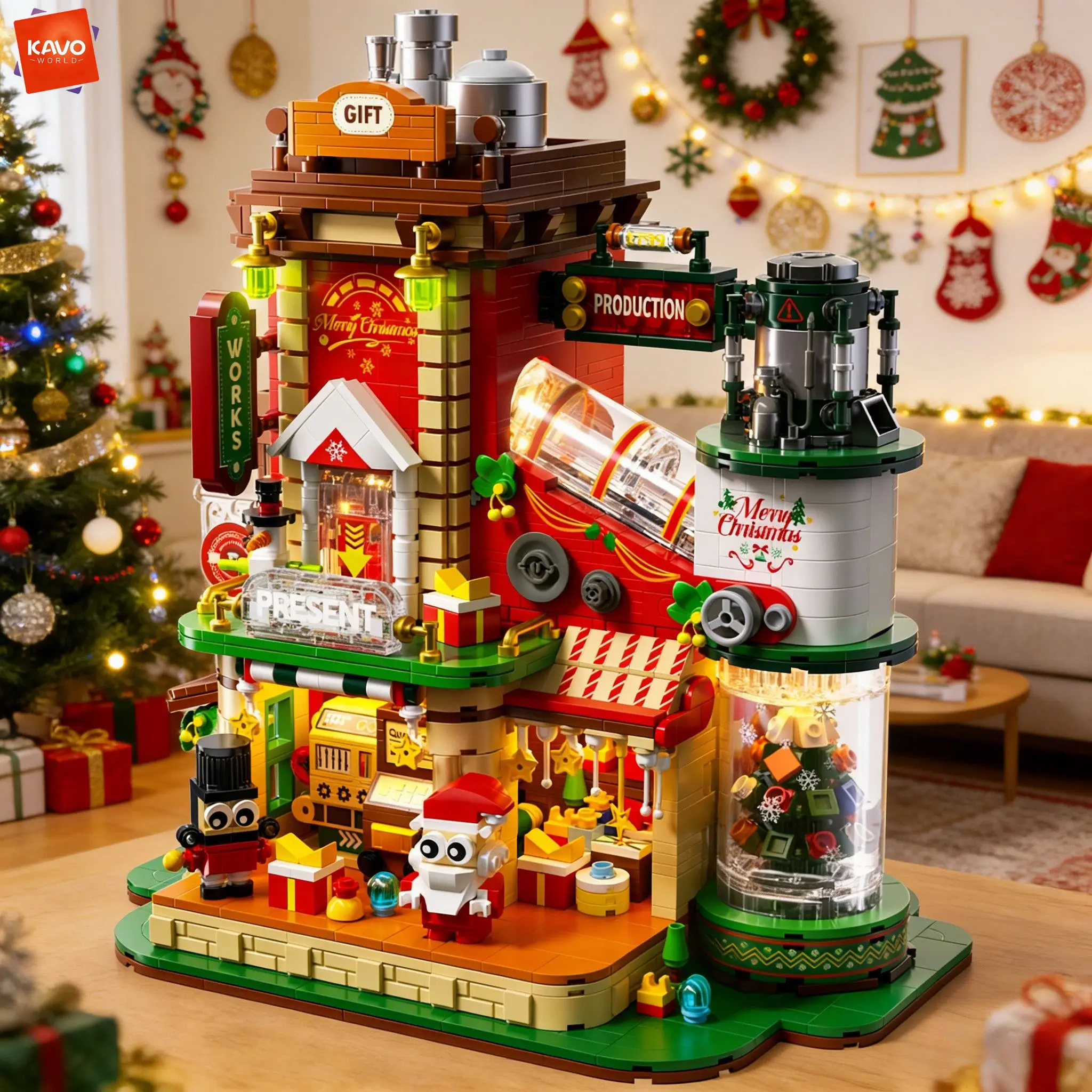 KAVOWORLD 2782PCS Christmas Gift Factory Construction Blocks Set with LED Lights Festive Assembly Toys for Kids Home Decoration
KAVOWORLD 2782PCS Christmas Gift Factory Construction Blocks Set with LED Lights Festive Assembly Toys for Kids Home Decoration