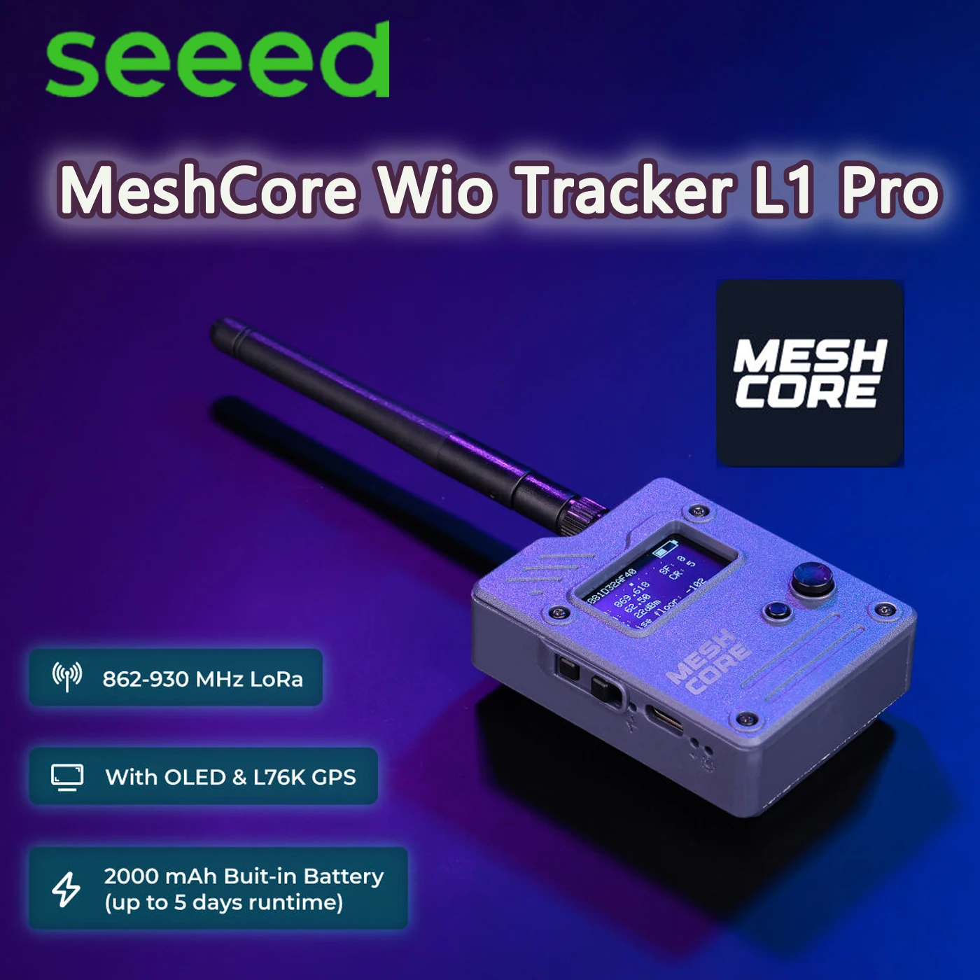 MeshCore Wio Tracker L1 Pro 868MHz 915MHz Lora IoT Off-Grid Secure Text Communication Device,rechargeable battery, OLED L76K GPS
MeshCore Wio Tracker L1 Pro 868MHz 915MHz Lora IoT Off-Grid Secure Text Communication Device,rechargeable battery, OLED L76K GPS