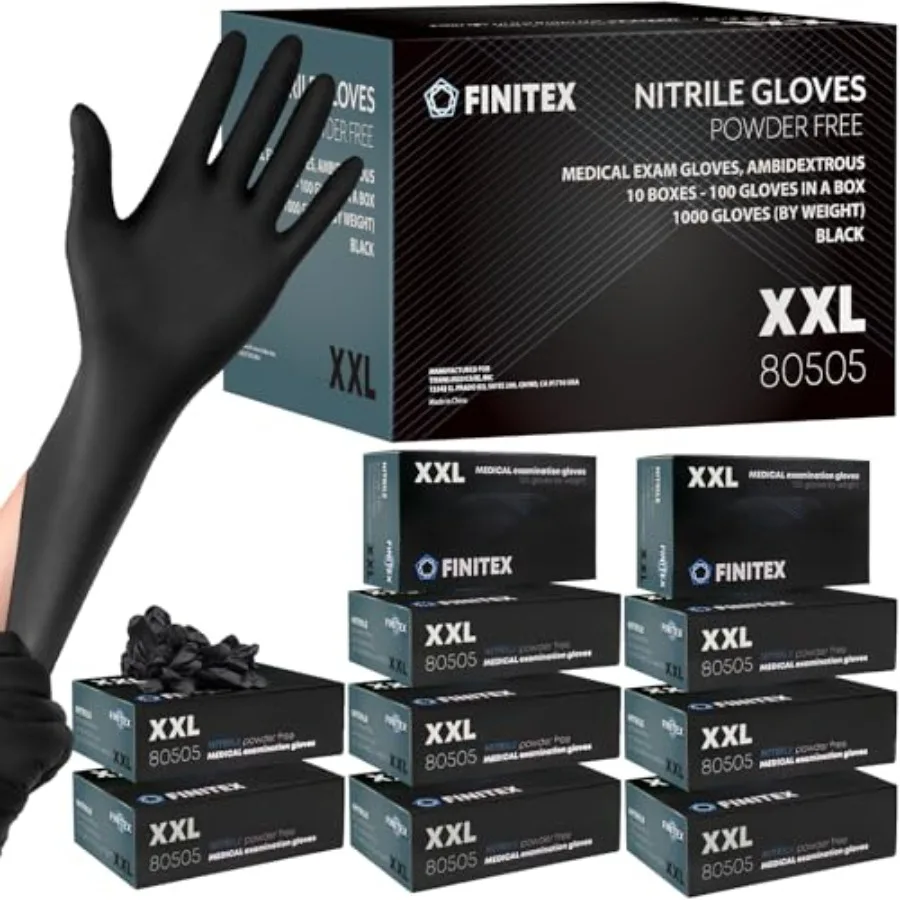 FINITEX Black Nitrile Disposable Medical Exam Gloves 5 mil Powder-free Latex-Free 1000 PCS Examination Glove
FINITEX Black Nitrile Disposable Medical Exam Gloves 5 mil Powder-free Latex-Free 1000 PCS Examination Glove