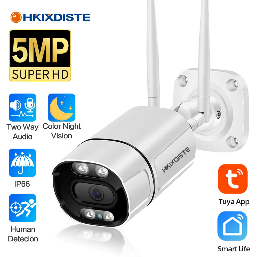 5MP Tuya APP Outdoor Water-proof IP Bullet Camera Color Night Vision Home Security CCTV Monitor WiFi Wireless Cam Smart Life
5MP Tuya APP Outdoor Water-proof IP Bullet Camera Color Night Vision Home Security CCTV Monitor WiFi Wireless Cam Smart Life