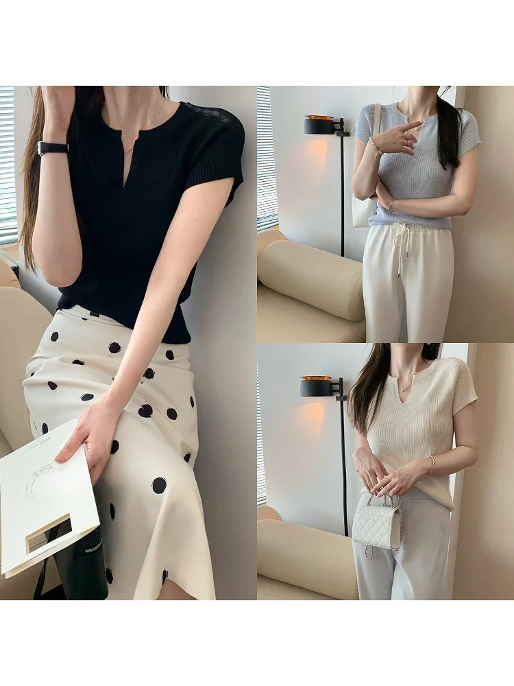 Женская футболка DAJOS из смесовой ткани с V-образным вырезом, вязаная, дышащая, быстросохнущая, комфортная, для весны и лета
Женская футболка DAJOS из смесовой ткани с V-образным вырезом, вязаная, дышащая, быстросохнущая, комфортная, для весны и лета