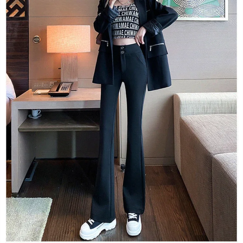 New Woman Micro Flared Casual Pants Female High Waist Straight Work Pants Trousers Ladies Black High Waist Fashion Pants G03
New Woman Micro Flared Casual Pants Female High Waist Straight Work Pants Trousers Ladies Black High Waist Fashion Pants G03