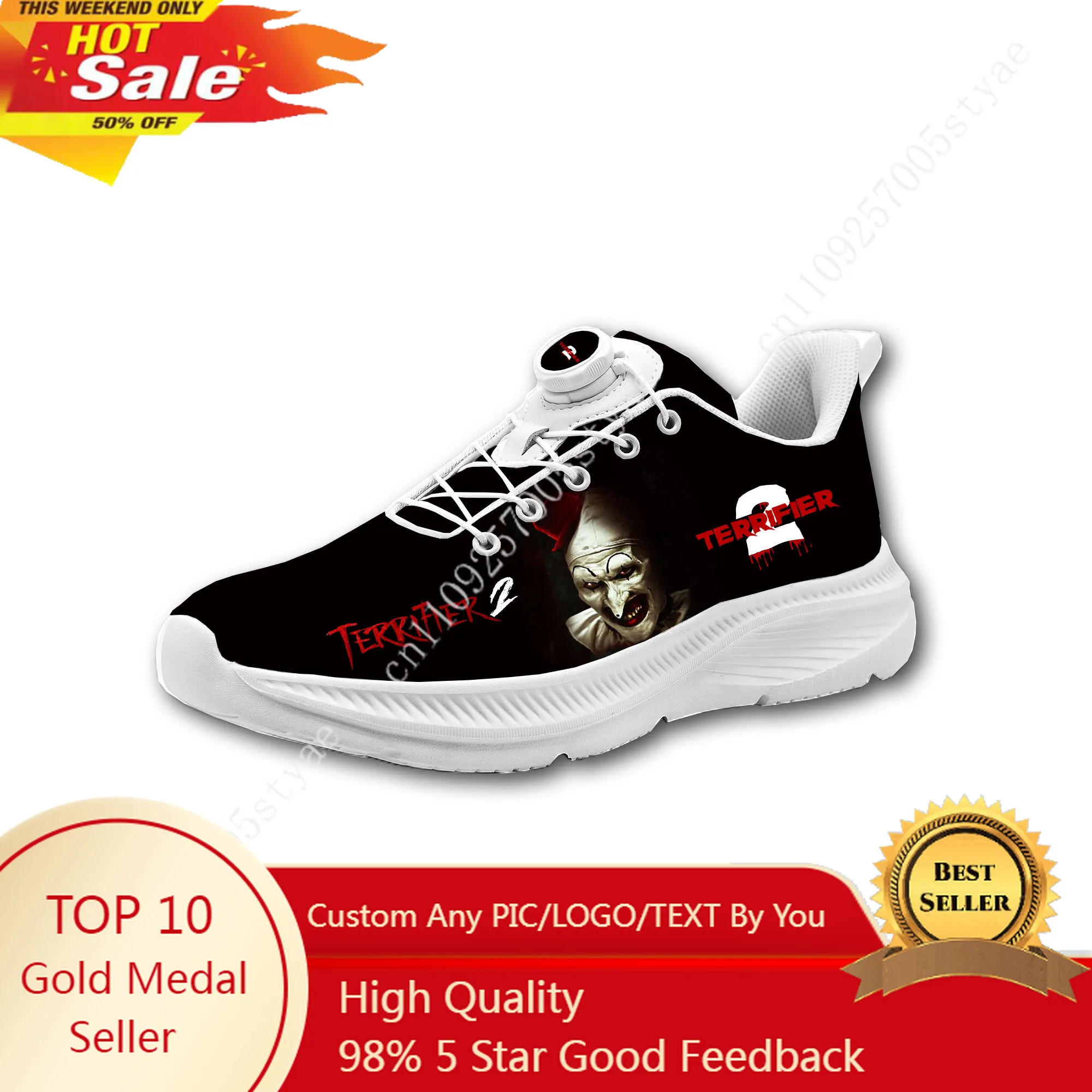 Terrifier Clown halloween Mens Womens Casual Hiking Shoes Laceless Rotating Button Sports Shoes lightweight Custom Sneaker
Terrifier Clown halloween Mens Womens Casual Hiking Shoes Laceless Rotating Button Sports Shoes lightweight Custom Sneaker