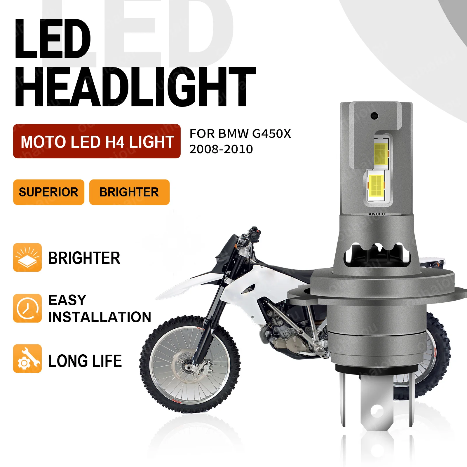 For BMW G450X 2008 2009 2010 1PCS H4 LED CSP 3570 Motorcycle Headlight Bulb Motorbike Headlamp 12V Canbus Error Free 15000LM
For BMW G450X 2008 2009 2010 1PCS H4 LED CSP 3570 Motorcycle Headlight Bulb Motorbike Headlamp 12V Canbus Error Free 15000LM