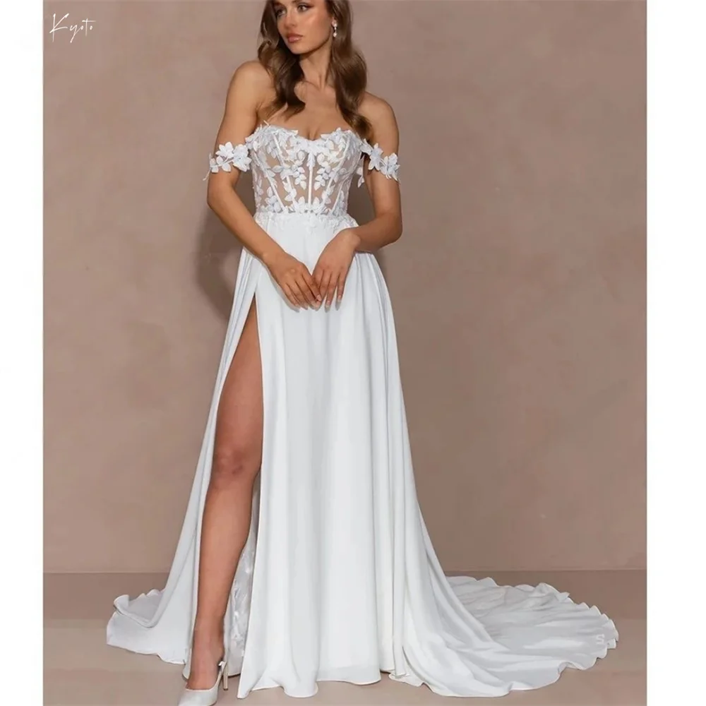 Kyoto White Off Shoulder Floral Wedding Dress A-line With Split vestidos de novia Chiffon Long Train Customized Evening Dresses
Kyoto White Off Shoulder Floral Wedding Dress A-line With Split vestidos de novia Chiffon Long Train Customized Evening Dresses