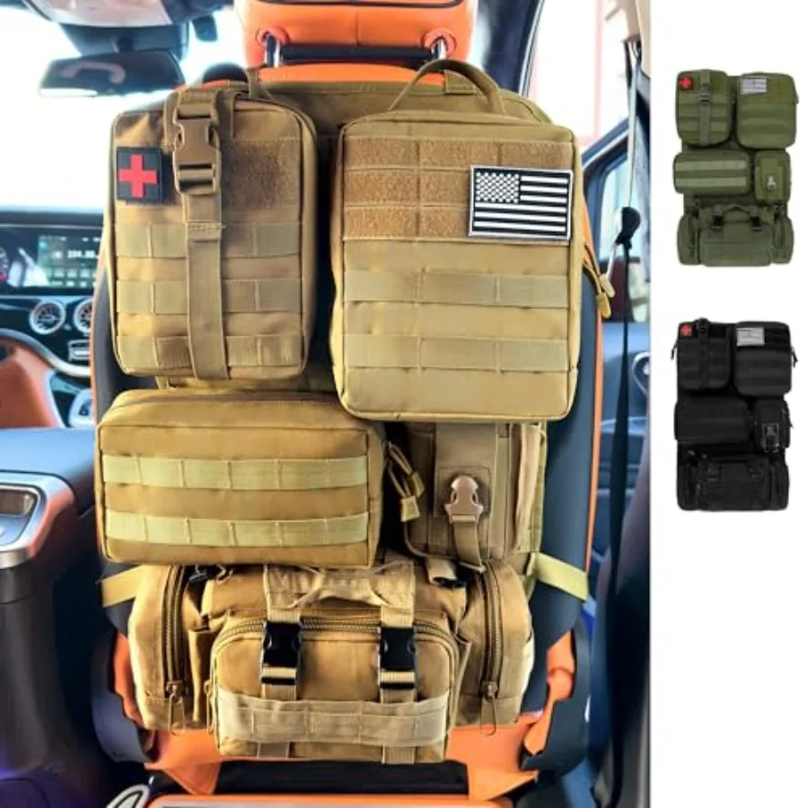 6 Pack Tactical MOLLE Car Seat Back Organizer - Universal Vehicle Storage Bag with 5 Detachable MOLLE Pouches, US Flag Patch, F
6 Pack Tactical MOLLE Car Seat Back Organizer - Universal Vehicle Storage Bag with 5 Detachable MOLLE Pouches, US Flag Patch, F