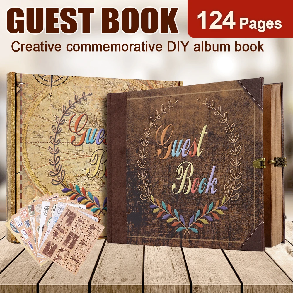 124 Pages Scrapbook Retro Kraft Album DIY Guest Book Handmade Photo Album Anniversary Wedding Memory Valentines Day Gift
124 Pages Scrapbook Retro Kraft Album DIY Guest Book Handmade Photo Album Anniversary Wedding Memory Valentines Day Gift