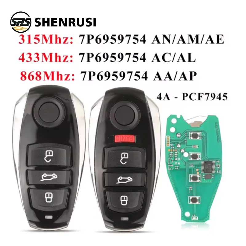 SHENRUSI for VW Volkswagen Touareg 2010-2014 HitagCVGA PCF7945AC Chip 315Mhz 433Mhz 868Mhz Smart Remote Car Key Fob 3/4 Buttons
SHENRUSI for VW Volkswagen Touareg 2010-2014 HitagCVGA PCF7945AC Chip 315Mhz 433Mhz 868Mhz Smart Remote Car Key Fob 3/4 Buttons