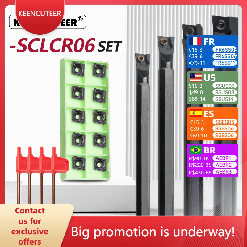 4Pcs SCLCR06 Bore Threading Toolholder with CCMT060204 Universal Inserts for Steel Stainless Steel CNC Lathe Turning Set
4Pcs SCLCR06 Bore Threading Toolholder with CCMT060204 Universal Inserts for Steel Stainless Steel CNC Lathe Turning Set