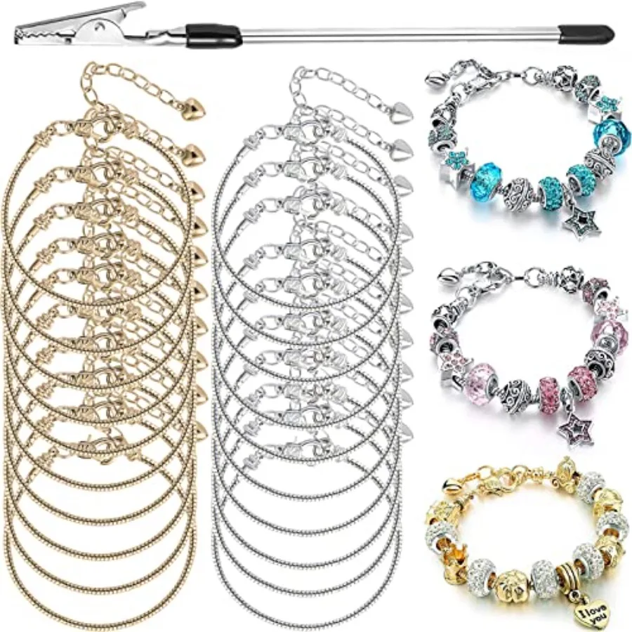 20 Pieces Snake Chain Charm Bracelet with Bracelet Helper Adjustable Snake Charm Bracelet Chains with Heart Lobster Clasp Exten
20 Pieces Snake Chain Charm Bracelet with Bracelet Helper Adjustable Snake Charm Bracelet Chains with Heart Lobster Clasp Exten