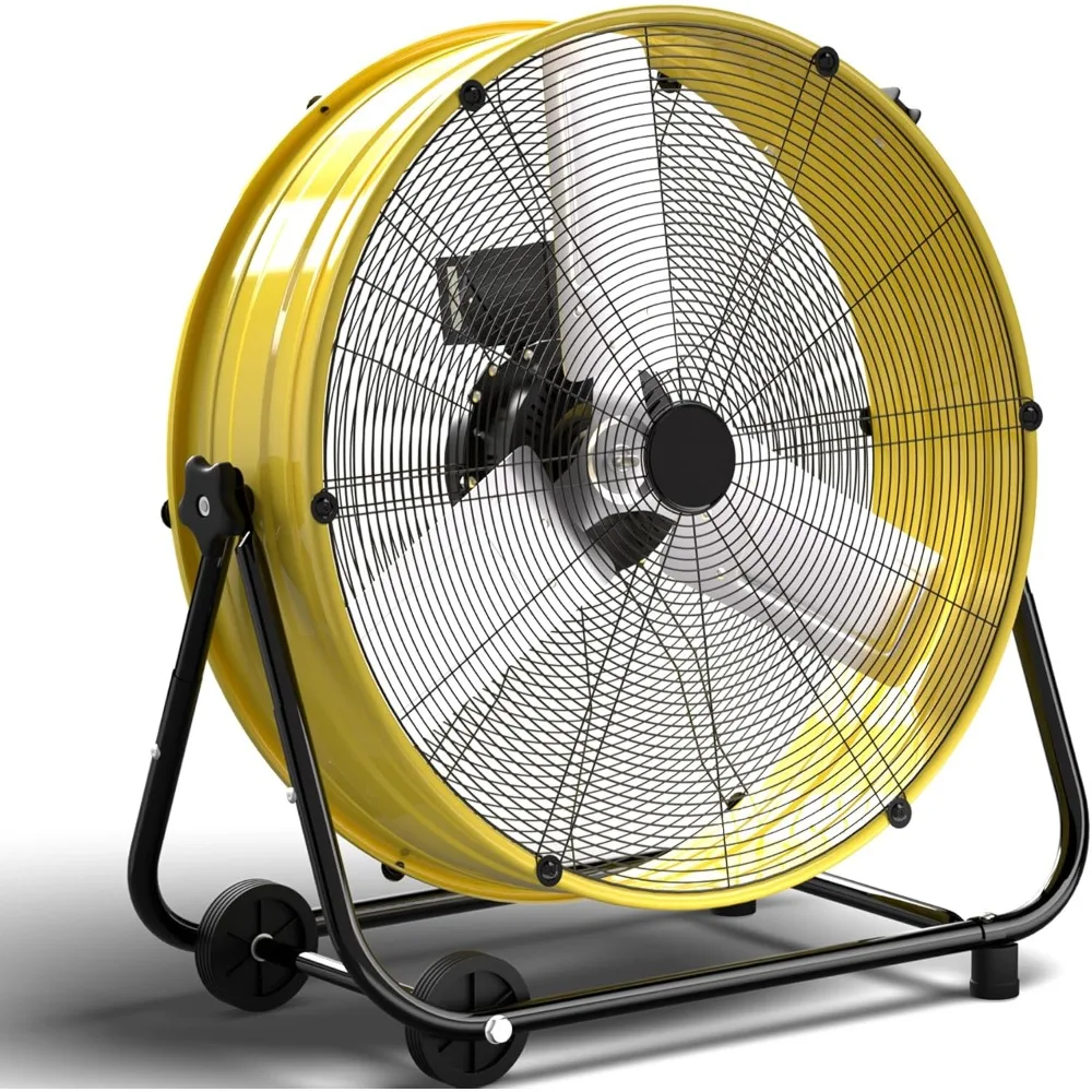 24 Inch Industrial Drum Fan, 8800 CFM High Velocity Floor Shop Fan, Heavy Duty, 3 Speeds, 360 Degree Tilt with Casters Handle
24 Inch Industrial Drum Fan, 8800 CFM High Velocity Floor Shop Fan, Heavy Duty, 3 Speeds, 360 Degree Tilt with Casters Handle