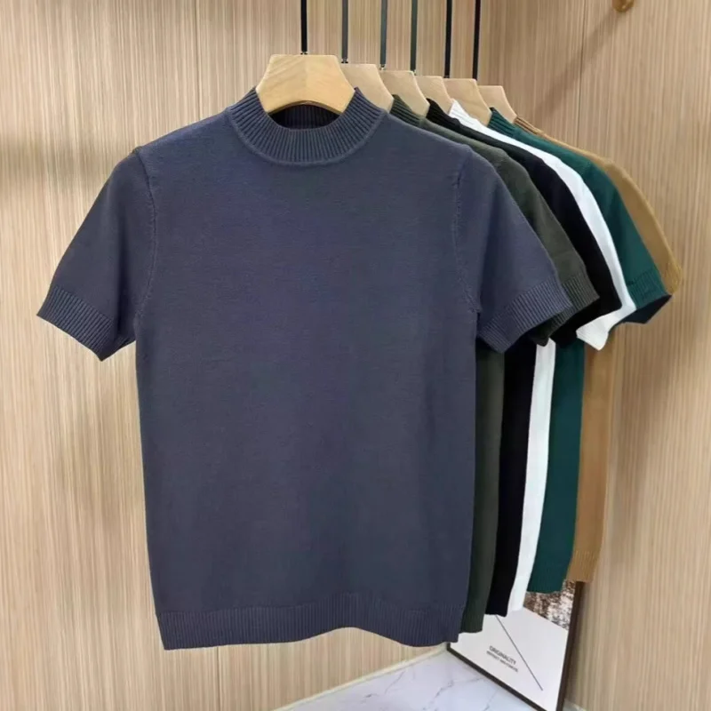 Summer Half Turtleneck Sweater Men'S Solid Color Versatile Slimming Spring Autumn Thin Knitted Half Sleeve Sweater Top
Summer Half Turtleneck Sweater Men'S Solid Color Versatile Slimming Spring Autumn Thin Knitted Half Sleeve Sweater Top