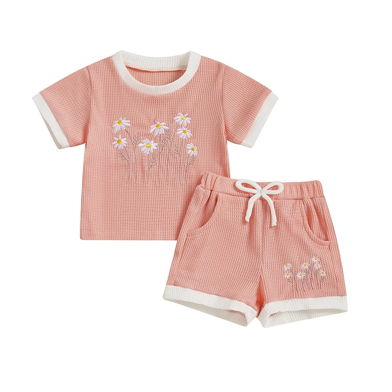 Toddler Girl Summer Outfits Flower Embroidered Short Sleeve Tops Elastic Waist Shorts 2Pcs Clothes Set
Toddler Girl Summer Outfits Flower Embroidered Short Sleeve Tops Elastic Waist Shorts 2Pcs Clothes Set