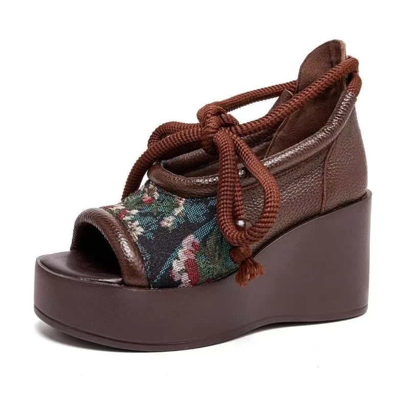 2026 Summer New 8cm Versatile Genuine Leather Peep Toe Sandals Bohemian Comfortable Thick Soled Lace-up Women's Shoes
2026 Summer New 8cm Versatile Genuine Leather Peep Toe Sandals Bohemian Comfortable Thick Soled Lace-up Women's Shoes