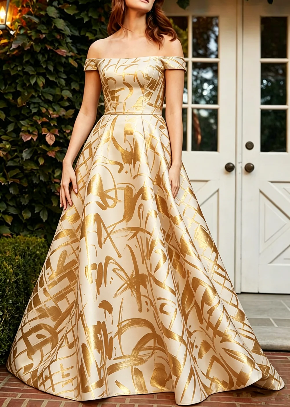Women's Abstract Gold Print Satin Off Shoulder A Line Floor Length Formal Evening Gown Summer Elegant Party Outfit for Women
Women's Abstract Gold Print Satin Off Shoulder A Line Floor Length Formal Evening Gown Summer Elegant Party Outfit for Women