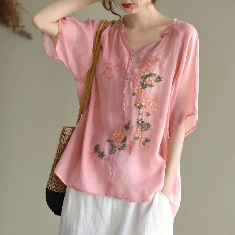 Elegant V-Neck Button Spliced Ruffles Embroidery Blouse Women's Clothing 2023 Spring New Casual Pullovers Loose Korean Shirt
Elegant V-Neck Button Spliced Ruffles Embroidery Blouse Women's Clothing 2023 Spring New Casual Pullovers Loose Korean Shirt