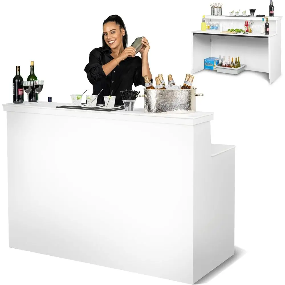 Portable Folding Bar Table - Commercial-Grade Wood for Events - Pop-Up Mobile Bartending Station - White or Black
Portable Folding Bar Table - Commercial-Grade Wood for Events - Pop-Up Mobile Bartending Station - White or Black