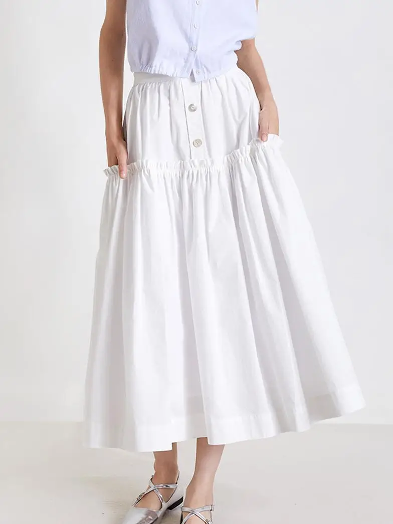 White Pleated Cotton Linen ter Ne Skirt with Lace Knot Original Design Summer Autumn Season Women's Skirt
White Pleated Cotton Linen ter Ne Skirt with Lace Knot Original Design Summer Autumn Season Women's Skirt