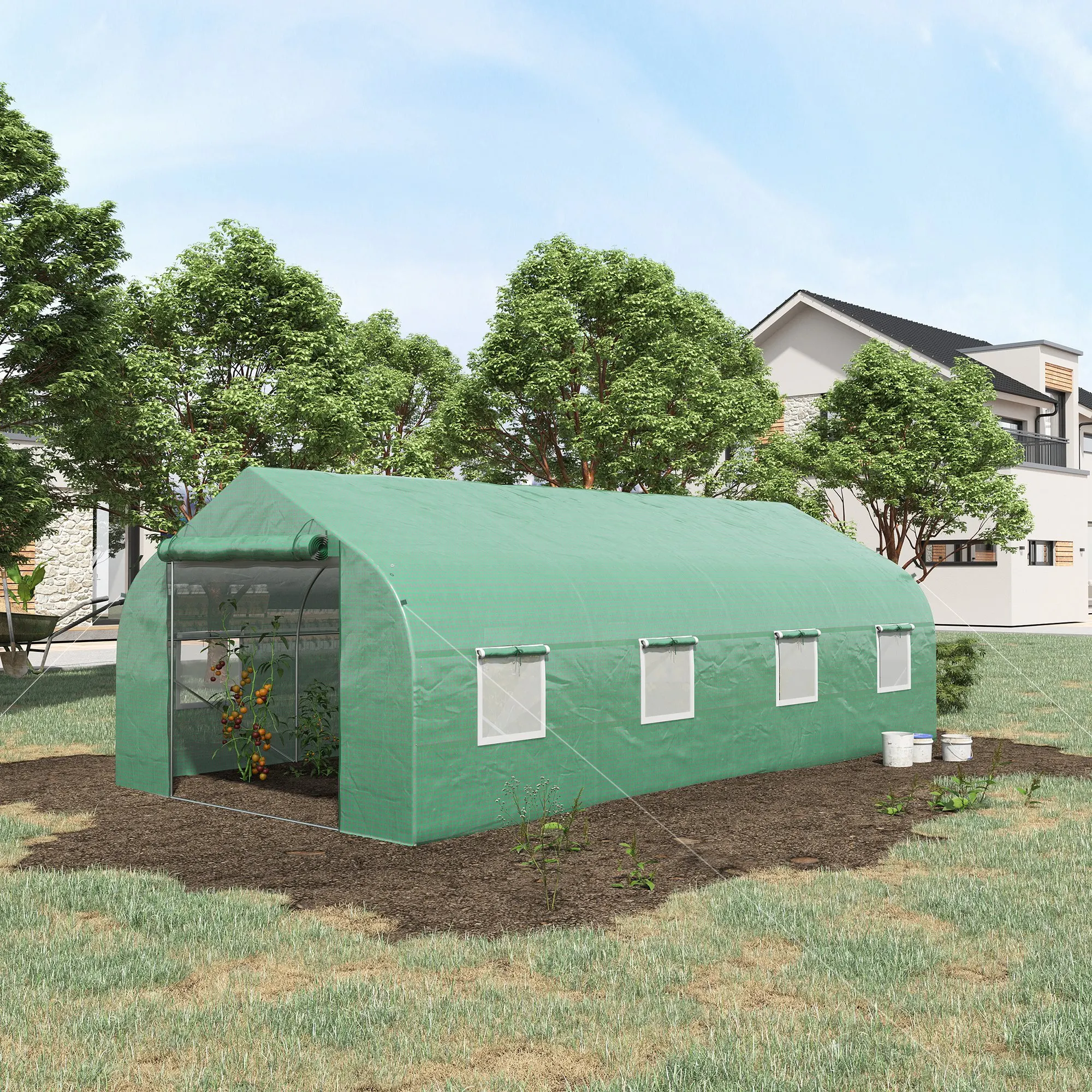 20' x 10' x 7' Walk-in Tunnel Greenhouse with Zippered Mesh Door and 8 Mesh Windows, Gardening Plant Hot House with Galvanized Steel Hoops, Green
20' x 10' x 7' Walk-in Tunnel Greenhouse with Zippered Mesh Door and 8 Mesh Windows, Gardening Plant Hot House with Galvanized Steel Hoops, Green