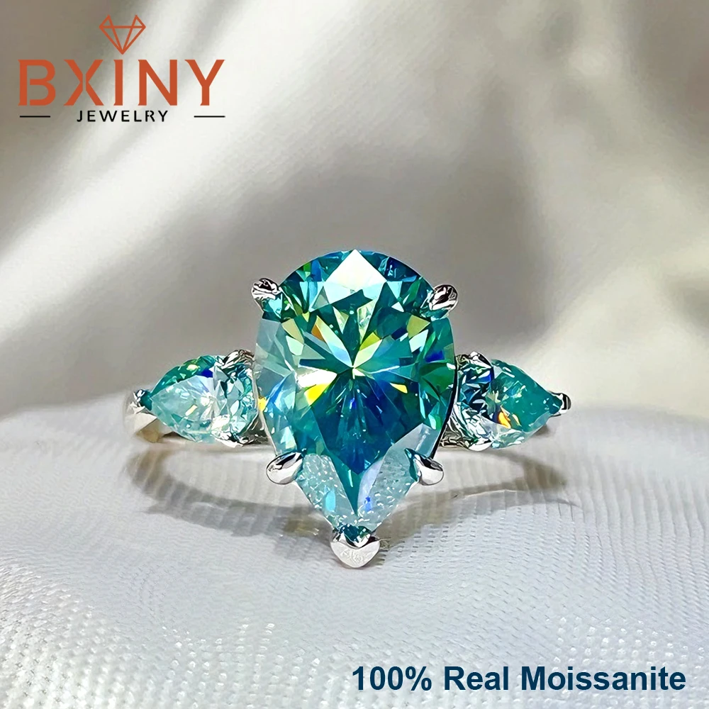 BXINY 3-Stone Pear Cut Green Moissanite Ring 100%S925 Silver for Women WaterDrop Diamond Wedding Band Gift Fine Jewelry With GRA
BXINY 3-Stone Pear Cut Green Moissanite Ring 100%S925 Silver for Women WaterDrop Diamond Wedding Band Gift Fine Jewelry With GRA