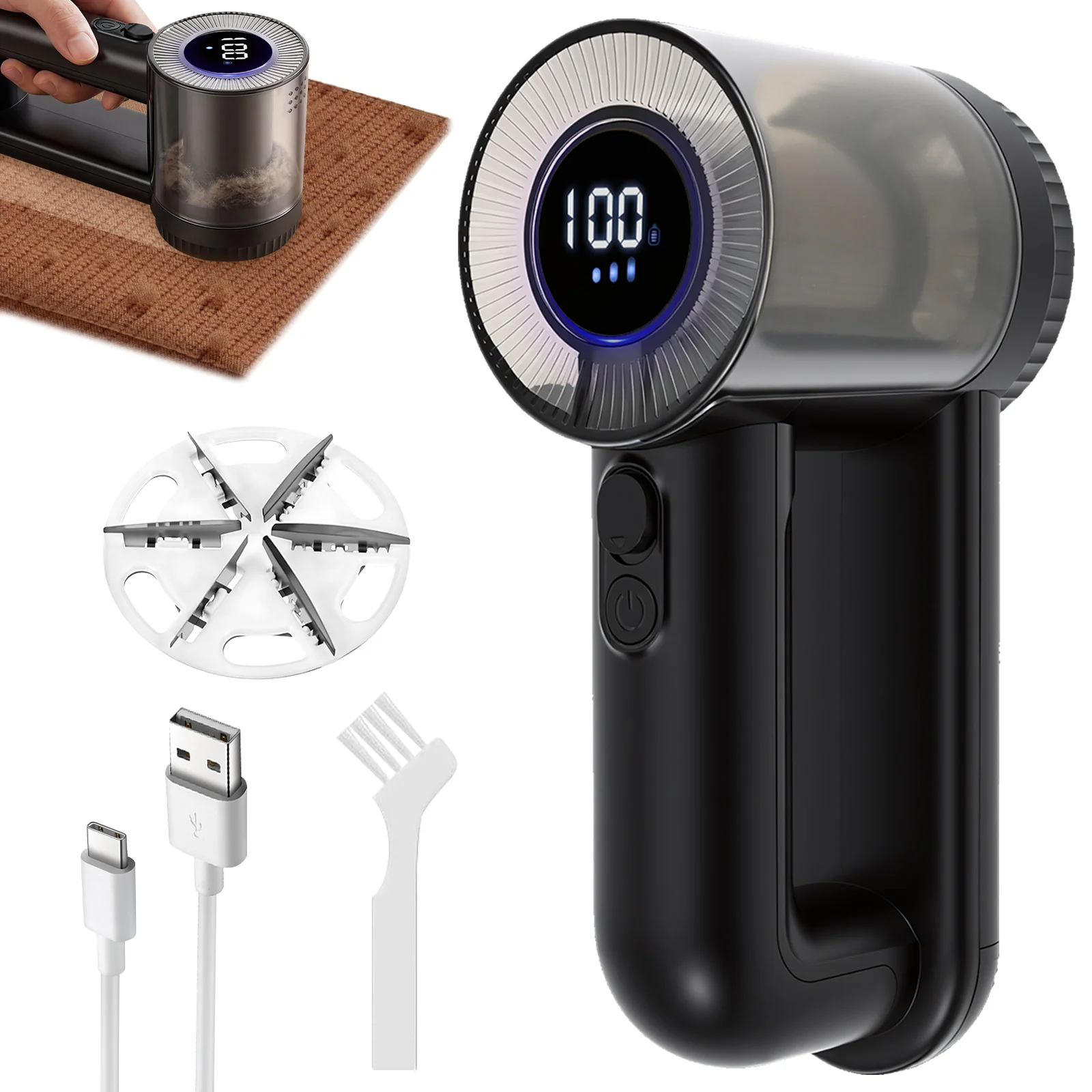 Fabric Shaver Rechargeable Lint Shaver with Digital Display 3-Speeds Sweater Shaver Portable Electric Lint Remover for Clothes
Fabric Shaver Rechargeable Lint Shaver with Digital Display 3-Speeds Sweater Shaver Portable Electric Lint Remover for Clothes