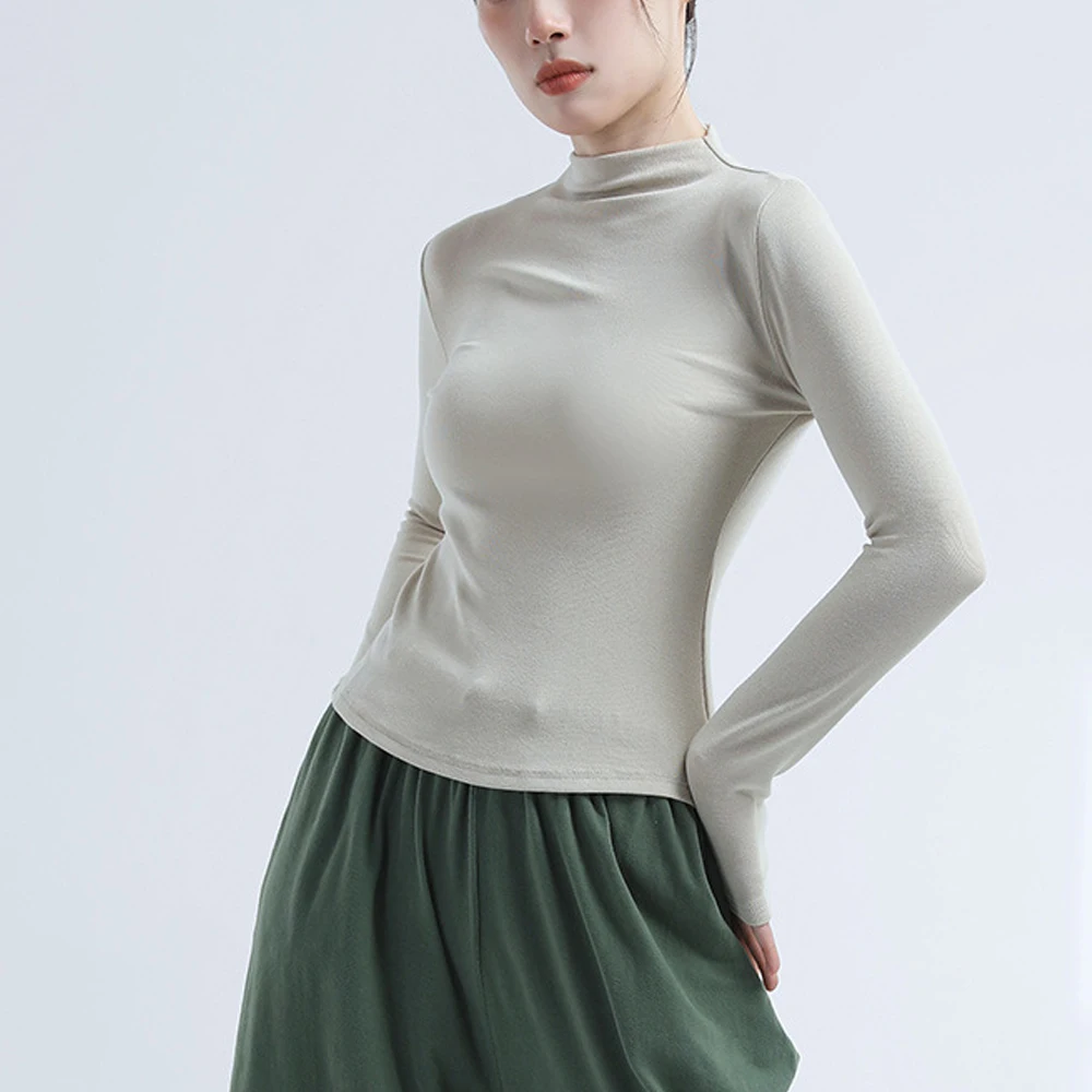 Colorful Half High Collar Elastic Knit T Shirts Tee Female Slim Long Sleeve Tees Sporty Gym Yoga Modern Dance T-Shirt Top Women
Colorful Half High Collar Elastic Knit T Shirts Tee Female Slim Long Sleeve Tees Sporty Gym Yoga Modern Dance T-Shirt Top Women