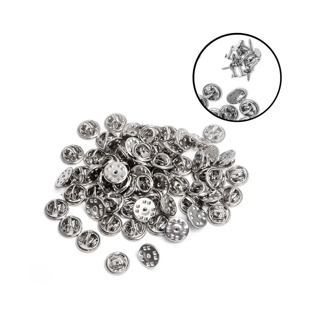 100Sets Pin Backs Metal Tie Tacks 11.5mm Easy Install Lapel Holder Brooch Clasp Clutch Badge DIY Jewelry Accessories
100Sets Pin Backs Metal Tie Tacks 11.5mm Easy Install Lapel Holder Brooch Clasp Clutch Badge DIY Jewelry Accessories