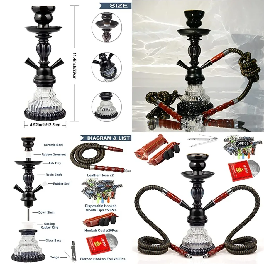 2-Hose Hookah Set 11 Premium Glass Shisha with Heavy Base, Includes Coals, Tips Foil Ready-to-Gift, Smoke-Smooth Wobble-Free
2-Hose Hookah Set 11 Premium Glass Shisha with Heavy Base, Includes Coals, Tips Foil Ready-to-Gift, Smoke-Smooth Wobble-Free