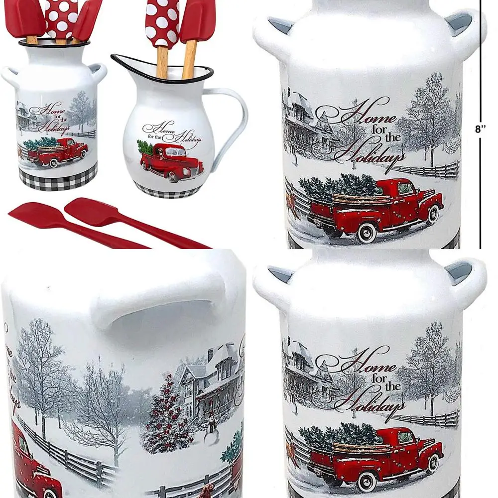 Antique White Enamel Milk Can - Christmas Kitchen Decor Organizer Truck Style
Antique White Enamel Milk Can - Christmas Kitchen Decor Organizer Truck Style