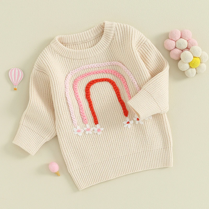 Suefunskry Kids Boy Girl Autumn Winter Sweater, Embroidery Rainbow Flower Pattern Long Sleeve O-Neck Knitwear Pullover Tops
Suefunskry Kids Boy Girl Autumn Winter Sweater, Embroidery Rainbow Flower Pattern Long Sleeve O-Neck Knitwear Pullover Tops
