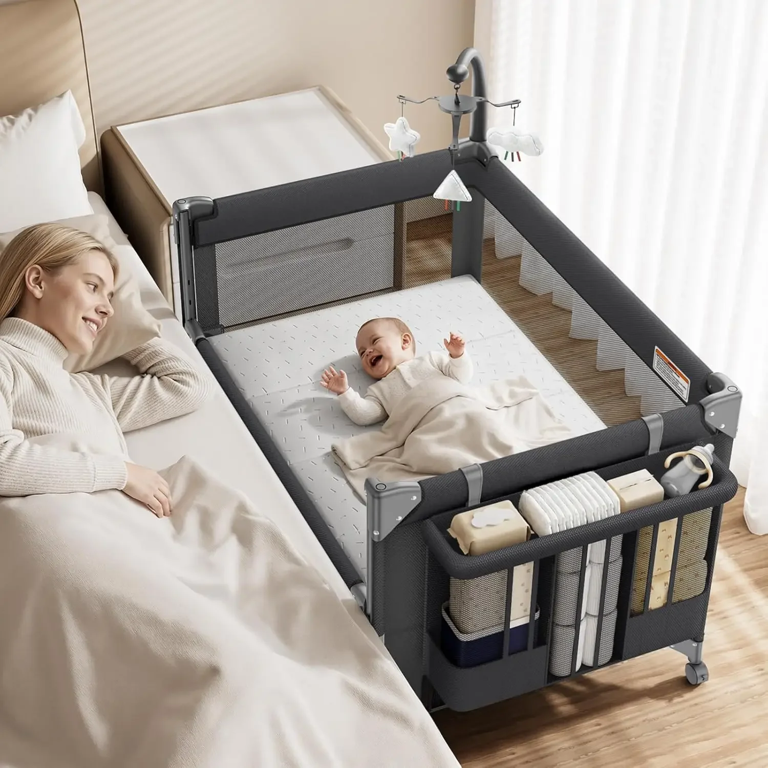 4 in 1 Baby Bassinet, One-Push Setup Pack and Play, Bedside Crib Sleeper with 3 Height Adjustable,Diaper Changer, Come with Comf
4 in 1 Baby Bassinet, One-Push Setup Pack and Play, Bedside Crib Sleeper with 3 Height Adjustable,Diaper Changer, Come with Comf