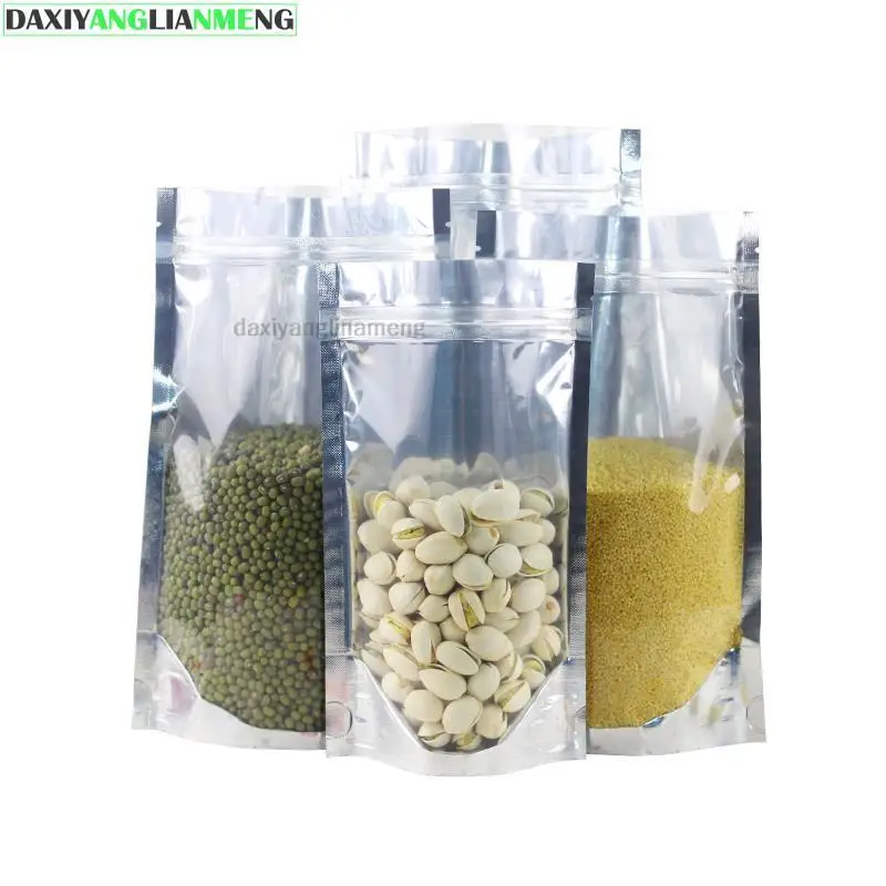 100pcs/lot 7sizes Half clear/Silver Aluminum Foil Stand Up Zipper Lock Bag Self Seal Zipper Food Storage Bag Retail Packaging
100pcs/lot 7sizes Half clear/Silver Aluminum Foil Stand Up Zipper Lock Bag Self Seal Zipper Food Storage Bag Retail Packaging