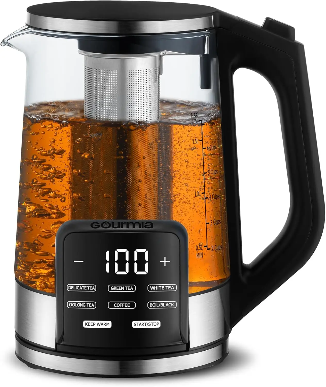 1.7L Electric Glass Kettle with Digital Touch Display, 6 Presets, Removable Infuser, Cordless & Swivel Base
1.7L Electric Glass Kettle with Digital Touch Display, 6 Presets, Removable Infuser, Cordless & Swivel Base