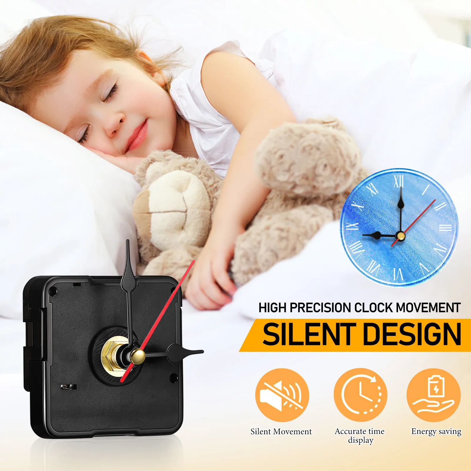 1Set Clock Mechanism Kit Battery Operated Silent Precision Movement for DIY Desk Wall Clocks 10-12Cm Face Size Creative Clock
1Set Clock Mechanism Kit Battery Operated Silent Precision Movement for DIY Desk Wall Clocks 10-12Cm Face Size Creative Clock
