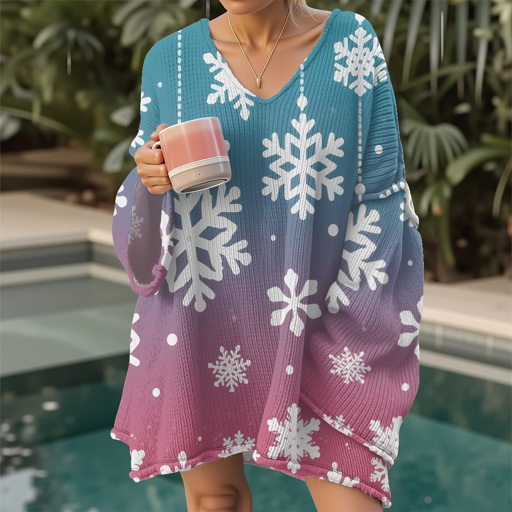 Women's Fashion Christmas Blouse Cozy Winter Long Sleeve Loose Fit Long Sleeve Top Gradient Snowflake V-Neck Oversized Jumpers
Women's Fashion Christmas Blouse Cozy Winter Long Sleeve Loose Fit Long Sleeve Top Gradient Snowflake V-Neck Oversized Jumpers