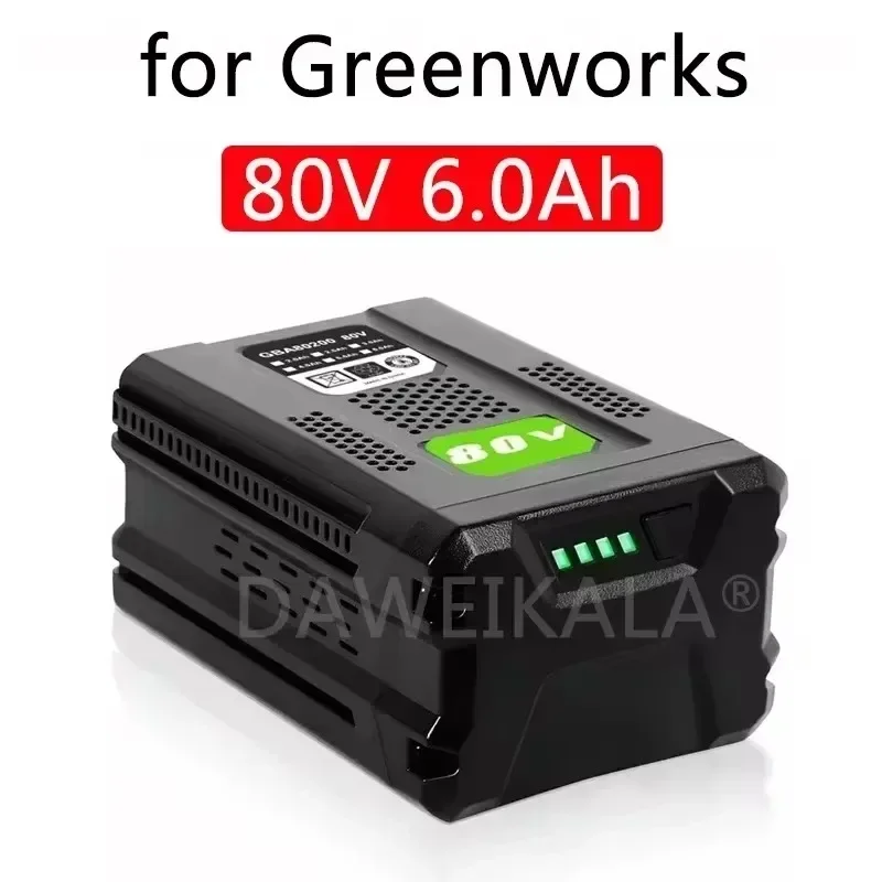 For Greenworks 80V Replacement Rechargeable Battery 6.0Ah Lithium Ion Battery for GBA80200 GBA80250 GBA80400 GBA80250
For Greenworks 80V Replacement Rechargeable Battery 6.0Ah Lithium Ion Battery for GBA80200 GBA80250 GBA80400 GBA80250