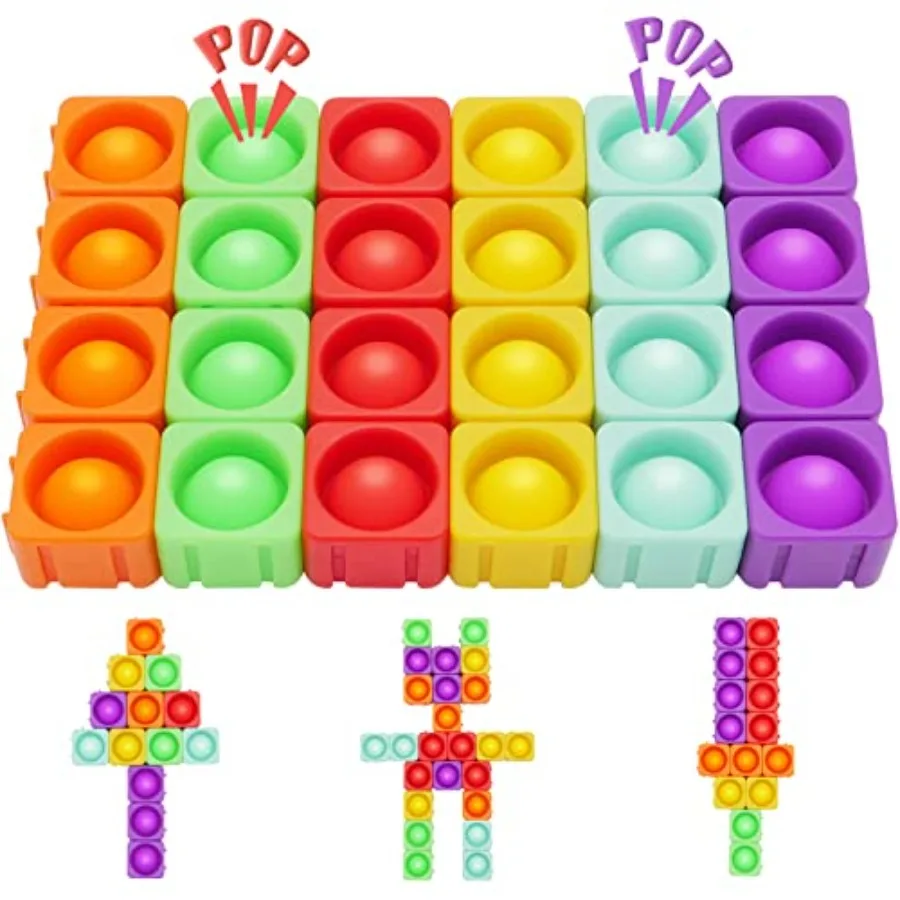 Pop Blocks Fidget Toys, Silicone Popper Infinity DIY Building Blocks CVC Words Learning Phonics Color Recognition Game Anxiety
Pop Blocks Fidget Toys, Silicone Popper Infinity DIY Building Blocks CVC Words Learning Phonics Color Recognition Game Anxiety