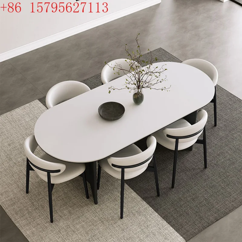Round restaurant black two-end round dining table household dining table and chair combination
Round restaurant black two-end round dining table household dining table and chair combination