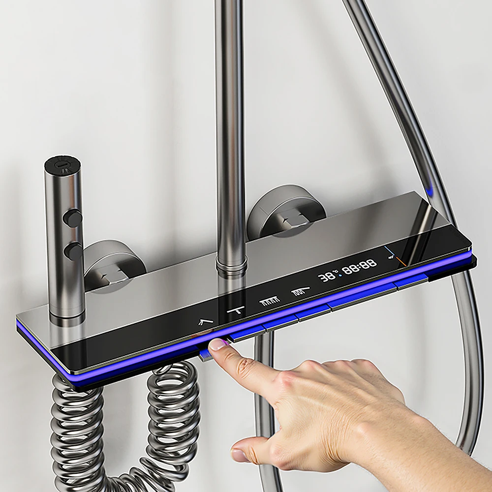 Bathroom Smart Shower System Set Bathtub Rainfall Digital Display Temperature Mixer Rain Shower Faucet Sets with Atmosphere Lamp
Bathroom Smart Shower System Set Bathtub Rainfall Digital Display Temperature Mixer Rain Shower Faucet Sets with Atmosphere Lamp