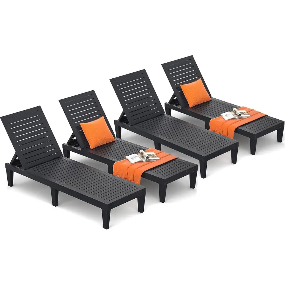 Weatherproof Outdoor Lounge Chairs Set of 4, Adjustable Backrest Poolside Chaise Lounges, Resin Sun Lounger for Patio, Deck, Bea
Weatherproof Outdoor Lounge Chairs Set of 4, Adjustable Backrest Poolside Chaise Lounges, Resin Sun Lounger for Patio, Deck, Bea