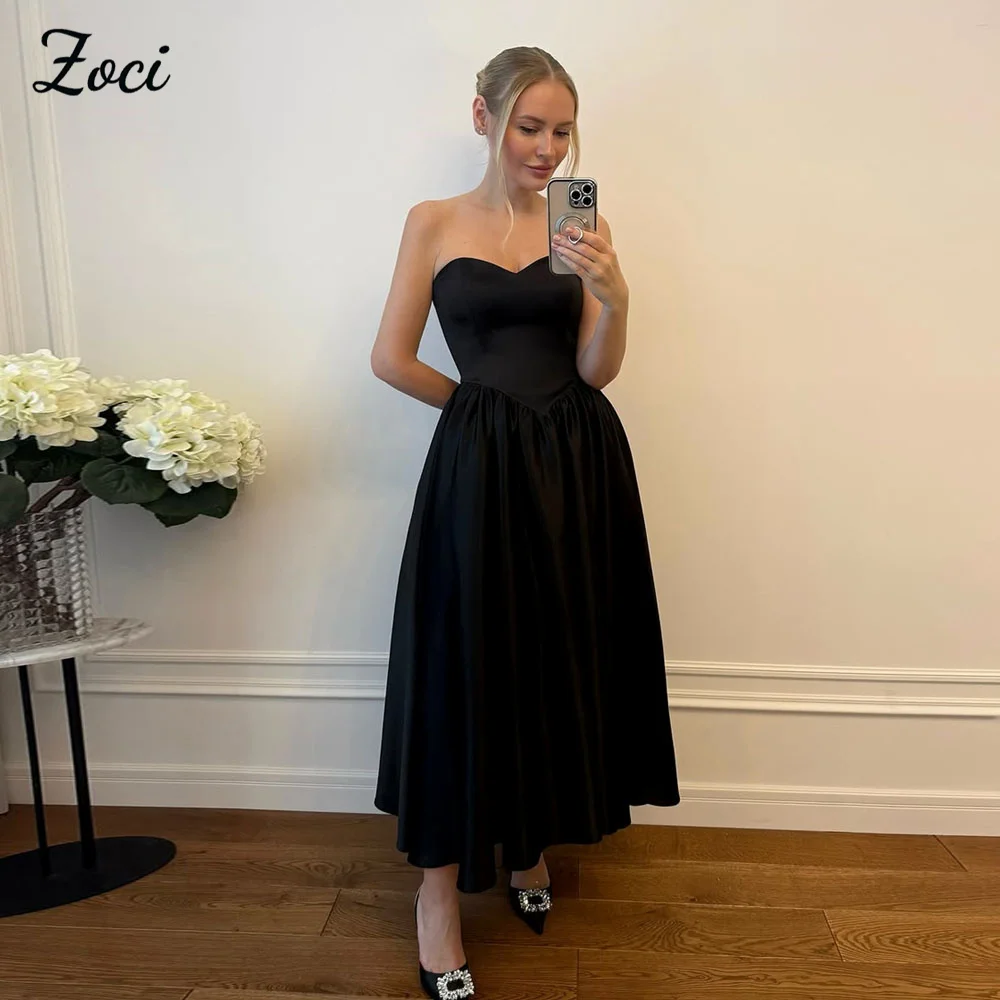 Zoci Customized Simple Satin A Line Black Prom Dresses Sweetheart Ankle Formal Evening Gown Backless Women Wedding Party Dres
Zoci Customized Simple Satin A Line Black Prom Dresses Sweetheart Ankle Formal Evening Gown Backless Women Wedding Party Dres