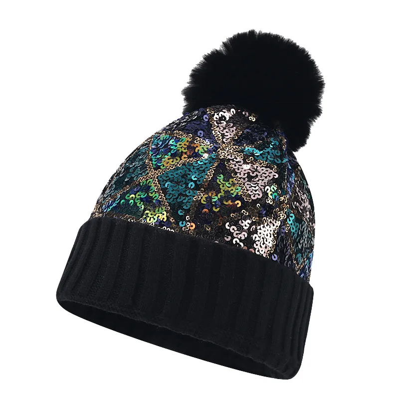 women knit hats cute shiny sequin big fur pompom back grey pink beanies autumn winter caps
women knit hats cute shiny sequin big fur pompom back grey pink beanies autumn winter caps
