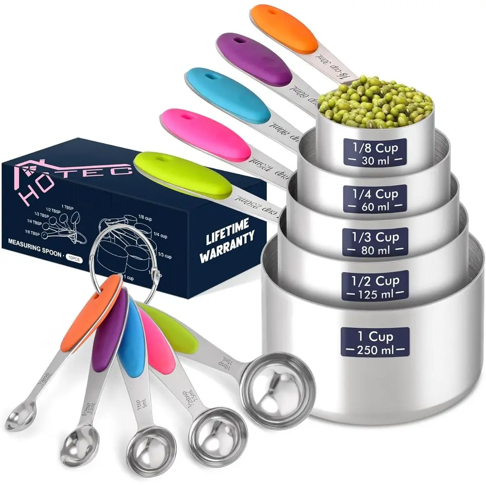 10-Pack Measuring Cups & Spoons Set, Kitchen Gadgets Cooking, Measuring Spoons, Heavy Duty & Dishwasher Safe, Dry and Liquid Ing
10-Pack Measuring Cups & Spoons Set, Kitchen Gadgets Cooking, Measuring Spoons, Heavy Duty & Dishwasher Safe, Dry and Liquid Ing