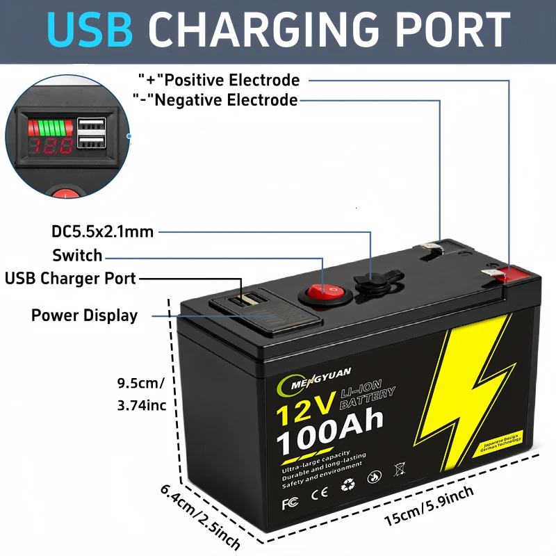 12V Lithium Battery 100Ah Nominal Capacity LiFePO4 1280Wh Battery 100A BMS Solar Portable
12V Lithium Battery 100Ah Nominal Capacity LiFePO4 1280Wh Battery 100A BMS Solar Portable
