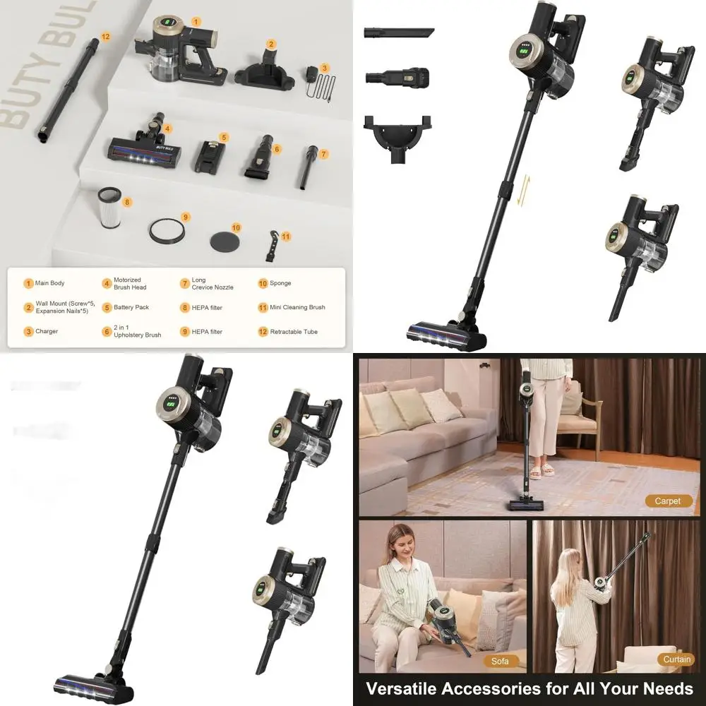 Wireless Stick Vacuum, 30kPa Handheld, 2200mAh Battery, Lightweight, 40 Mins Run Time, LED Display, Ideal for Floors, Carpets, P
Wireless Stick Vacuum, 30kPa Handheld, 2200mAh Battery, Lightweight, 40 Mins Run Time, LED Display, Ideal for Floors, Carpets, P