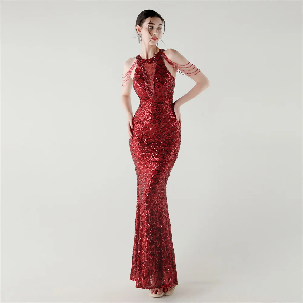 New Beading Round Neck Geometric Sequin Mermaid Evening Gown Wedding Birthday Party High Quality Luxury Graduation Maxi Dresses
New Beading Round Neck Geometric Sequin Mermaid Evening Gown Wedding Birthday Party High Quality Luxury Graduation Maxi Dresses