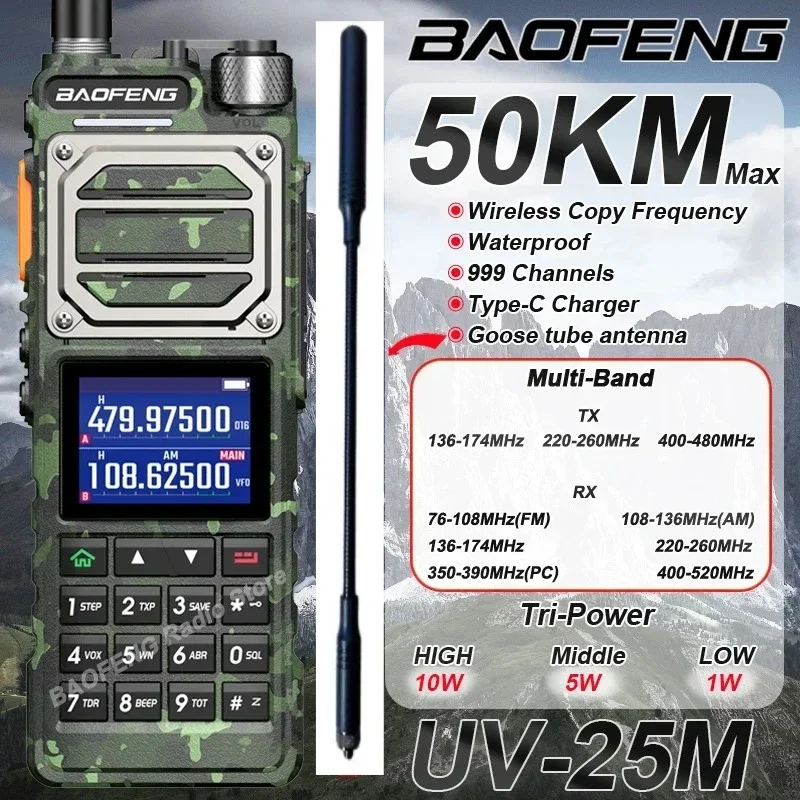 Baofeng UV-25M Air Band Walkie Talkie Six Band Camo Wireless Copy Frequency Type-C AM FM Long Range High Power 2 Way Radio UV-25
Baofeng UV-25M Air Band Walkie Talkie Six Band Camo Wireless Copy Frequency Type-C AM FM Long Range High Power 2 Way Radio UV-25