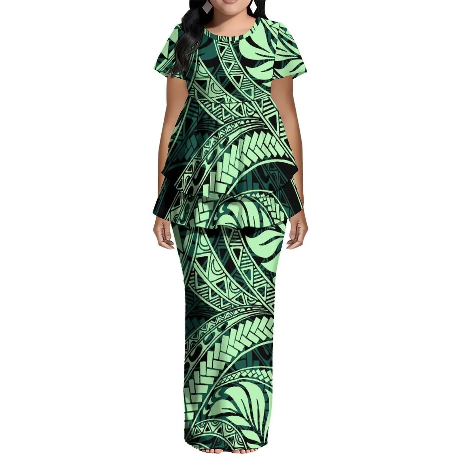 Vintage Floral Print Custom-Patterned Women'S Dress With High-Quality Polynesian Double-Layered Hemmed Short Sleeves Puletasi
Vintage Floral Print Custom-Patterned Women'S Dress With High-Quality Polynesian Double-Layered Hemmed Short Sleeves Puletasi